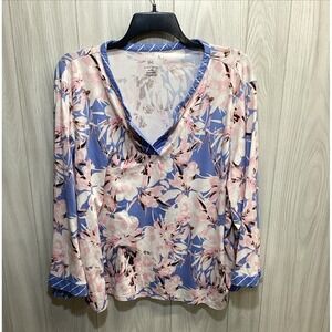 FLORA NIKROOZ Women's (Size 3X) Long Sleeve‎ V-Neck Pajama Shirt Stretch S12H